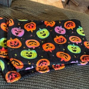 Target Fuzzy Black HalloweenThrow With Neon Pumpkins